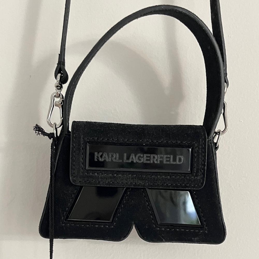 Karl Lagerfeld Nano Ikon Suede Bag with Tags